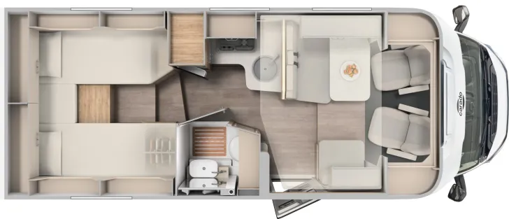 Grundriss Tag Carado T 328 Hubbett, Klima, Navi, ab Nov.