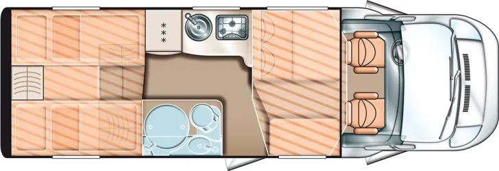 Grundriss Tag Carado T 448 SAT+SOLAR+LITHIUM