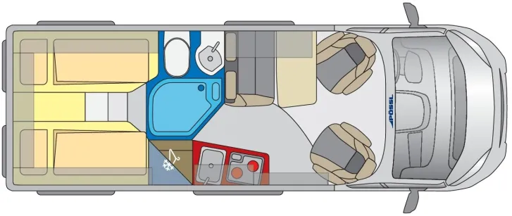 Grundriss Tag Pössl D-Line Roadcruiser Elegance ...... mit Längsbetten