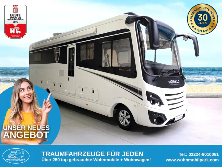 Fahrzeugbild Morelo Palace 90 M/Automatik/Queensbett+Hubbett/3xKlima #1