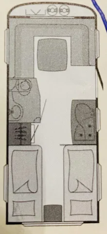Grundriss Tag Dethleffs Camper 470 V gut gepflegt, inkl.