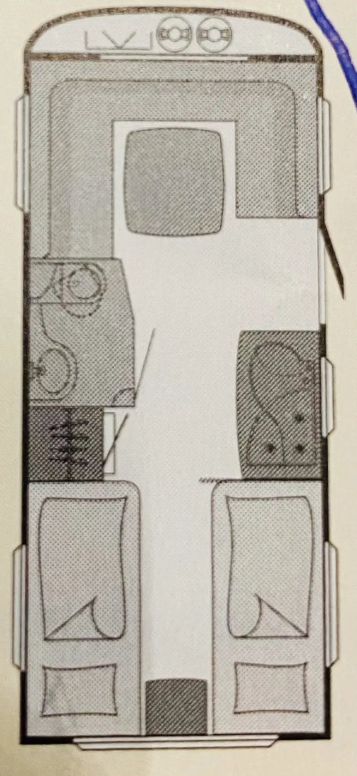 Grundriss Tag Dethleffs Camper 470 V gut gepflegt, inkl.