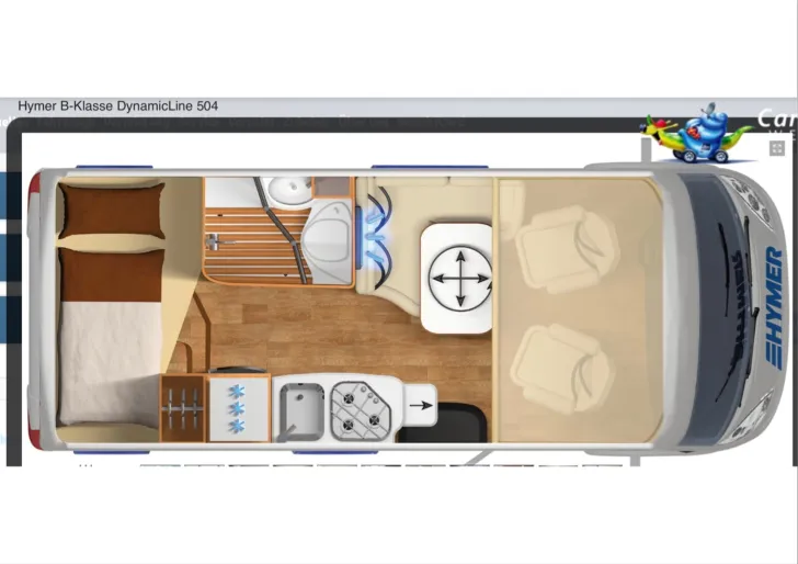 Grundriss Tag Hymer B-Klasse DL 504 Sehr gepflegt, ALDE