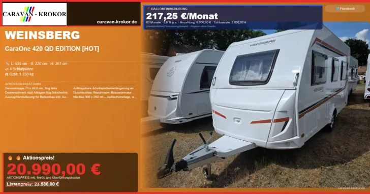 Fahrzeugbild Weinsberg CaraOne 420 QD Edition [HOT] #1