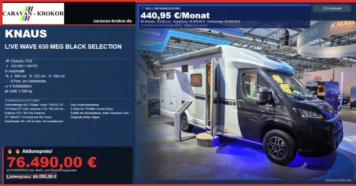Fahrzeugbild Knaus L!VE WAVE 650 MEG Black Selection TV-Paket #1