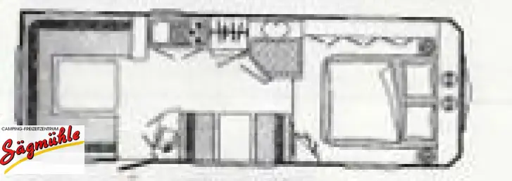 Grundriss Tag Dethleffs Exclusiv 670 DB mit Vorzelt