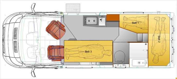 Grundriss Nacht Peugeot Boxer 2,0 HDi Top Ausstattung