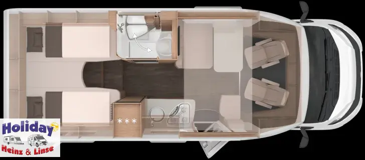 Grundriss Tag Knaus L!VE WAVE 650 MEG Black Selection 140 PS Automatik