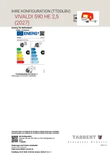 Fahrzeugbild Tabbert Vivaldi 590 HE 2.5 Zuladung über 800 kg #6