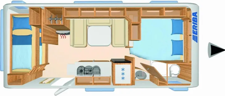 Grundriss Tag Hymer Eriba Exciting 560 Family gut gepflegt
