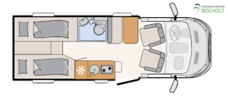 Grundriss Tag Dethleffs Globebus go T45 Tageszulassung  / Markise / Bettauszug