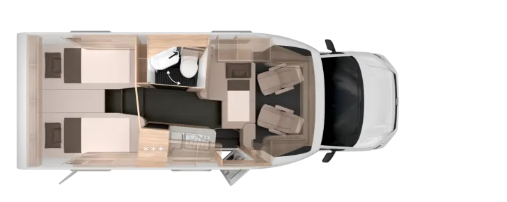 Grundriss Nacht Knaus Van TI Plus 650 MEG Automatik Allrad