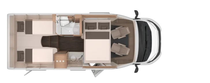 Grundriss Nacht Knaus LIVE WAVE 650 MEG PLATINUM SELECTION Adaptiver Tempomat / Lithium / Markise