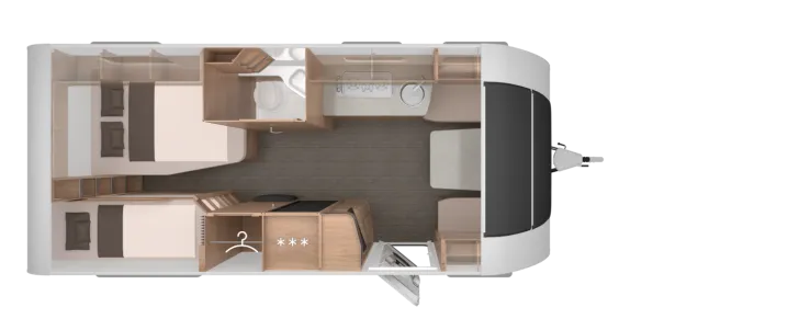 Grundriss Tag Knaus Südwind 580 UK Black Selection Mobilanlage 12V, Duo-Controll