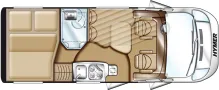 Grundriss Tag Hymer Exsis-t 414 Fahrradlift, Radio+Kamera, GFK-Dach
