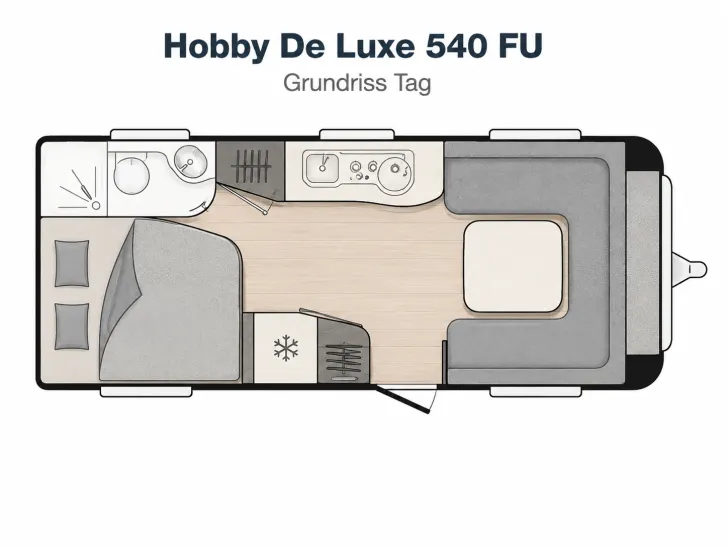 Grundriss Tag Hobby De Luxe 540 FU Gut Gepflegeter Wohnwagen