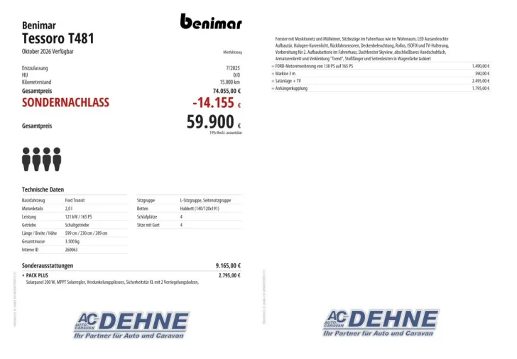 Fahrzeugbild Benimar Tessoro T481 Oktober 2026 Verfügbar #2