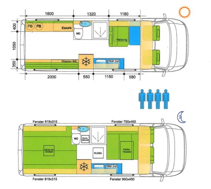 Grundriss Tag Mercedes-Benz Sprinter TRM VAN 2 (L3H2) Manufraktur CamperVan