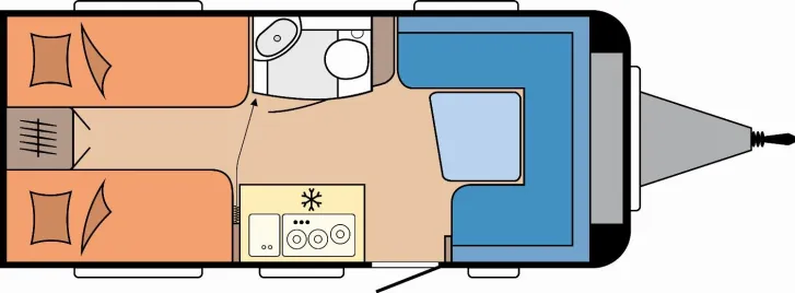 Grundriss Tag Hobby De Luxe 460 LU / Einzelbetten