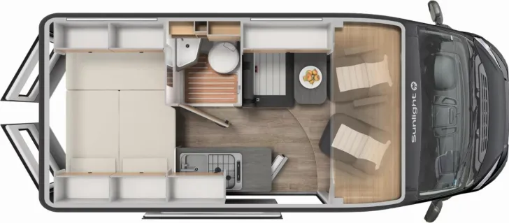 Grundriss Tag Sunlight Camper Van CLIFF 540 Adventure Multimedia Apple Carplay