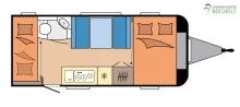 Grundriss Tag Hobby Excellent Edition 490 KMF Modell 2027 / Stockbetten