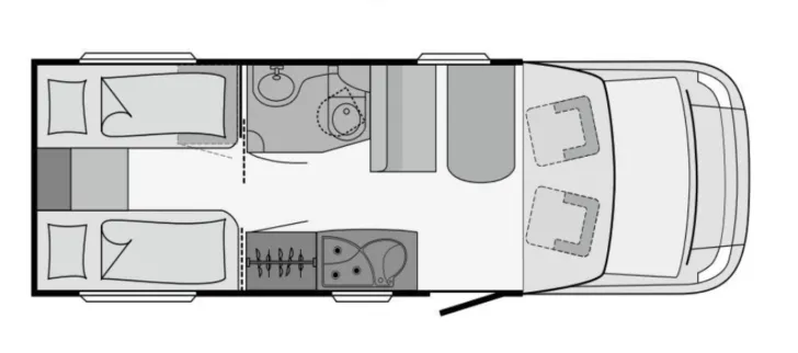 Grundriss Tag Dethleffs Advantage T 6611 Fahrradträger für 4 Räder