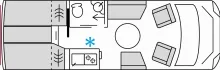 Grundriss Tag Bürstner Signature SFT 7.0 Warmwasserheizung