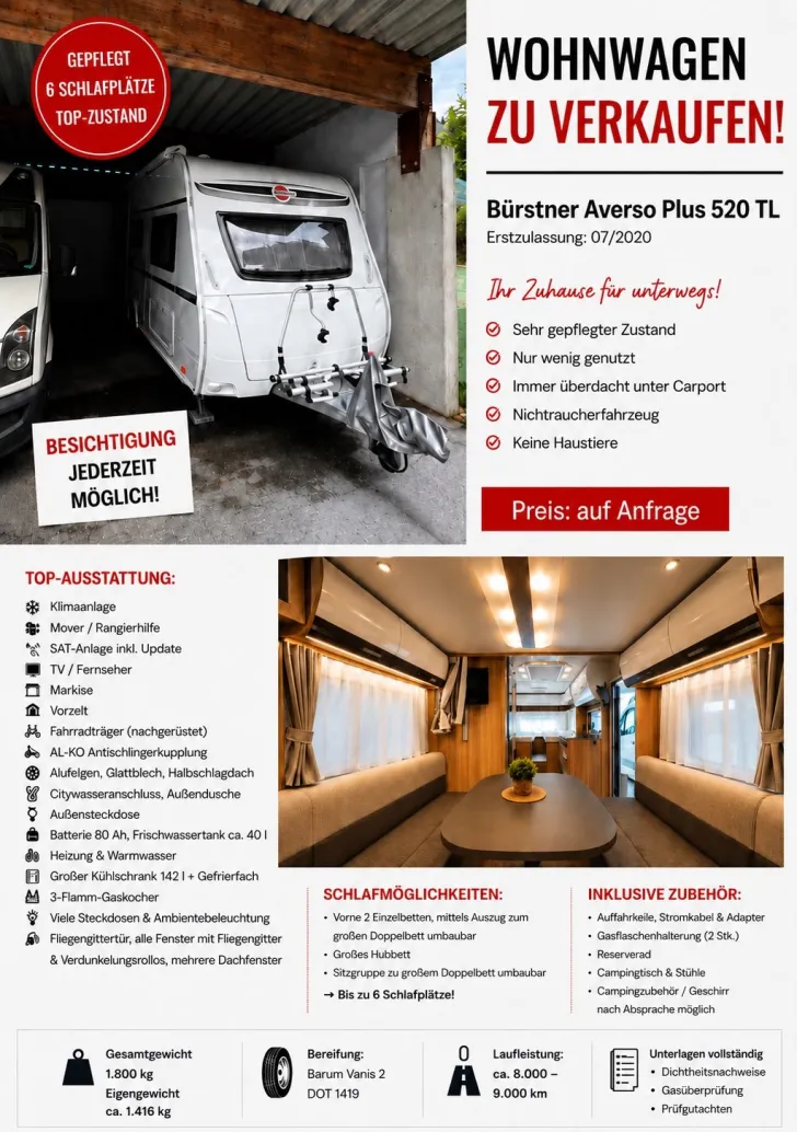 Fahrzeugbild Bürstner Averso Plus 520 TL Sehr Gut! Wenig Genutzt! #1