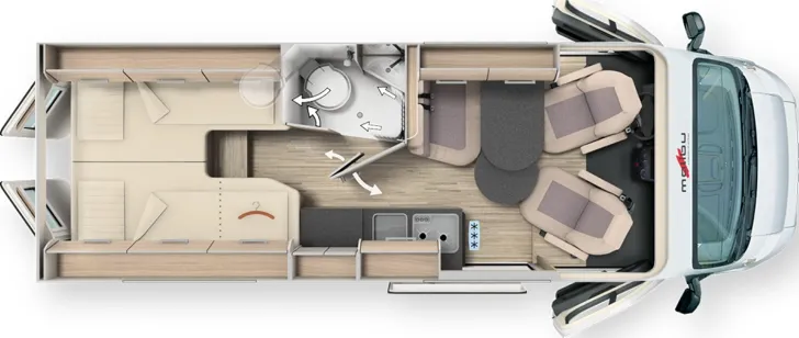 Grundriss Tag Malibu Van first class - two rooms GT skyview 640 LE RB (6666)