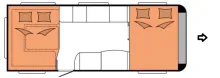 Grundriss Nacht Hobby Prestige 495 T Sehr guter Zustand