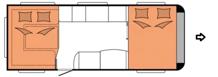 Grundriss Nacht Hobby Prestige 495 T Sehr guter Zustand