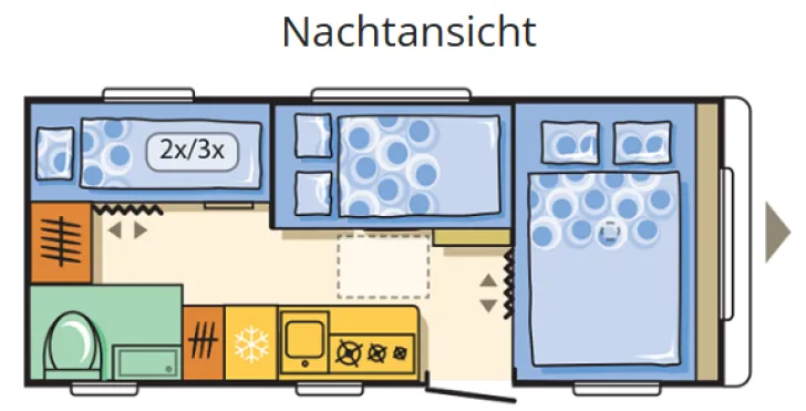 Grundriss Nacht Adria Aviva 522 PT Top Ausstattung
