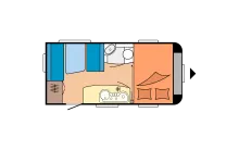 Grundriss Tag Hobby De Luxe Easy 440 SF mit Mover, Dachreling+Leiter