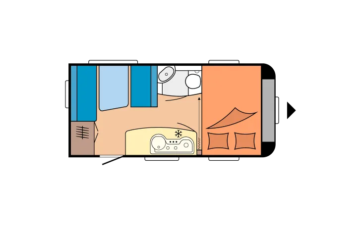 Grundriss Tag Hobby De Luxe Easy 440 SF mit Mover, Dachreling+Leiter