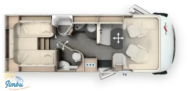 Grundriss Tag Malibu I 490 RB-LE comfort 4.2t