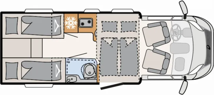 Grundriss Tag Dethleffs Just Camp T 6812 EB Solar, Sat, TV, Hubbett