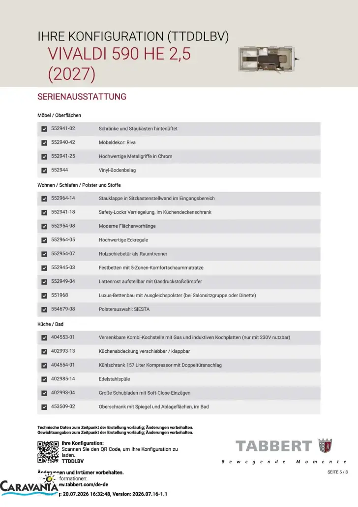 Fahrzeugbild Tabbert Vivaldi 590 HE 2.5 Zuladung über 800 kg #9