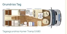 Grundriss Tag Hymer Tramp S 680 Sehr gepflegt