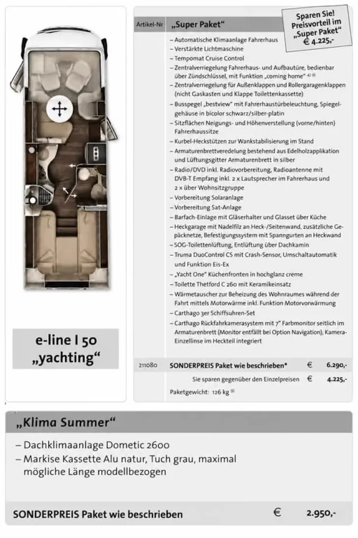 Grundriss Tag Carthago chic e-line 50 yachting Automatik | Klima | Markise