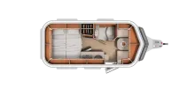 Grundriss Tag Hymer Eriba Touring Triton 430 - 60 Jahre Edition mit Markise und Fahrradträger