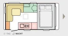 Grundriss Nacht Adria Action 391 PD - Solar, Sat, TV und Mover