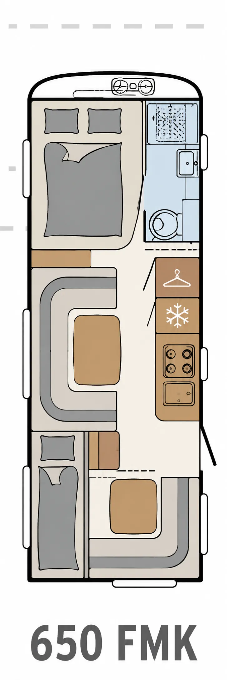 Grundriss Tag Dethleffs Camper 650 FMK snowplus mit Top Ausstattung!