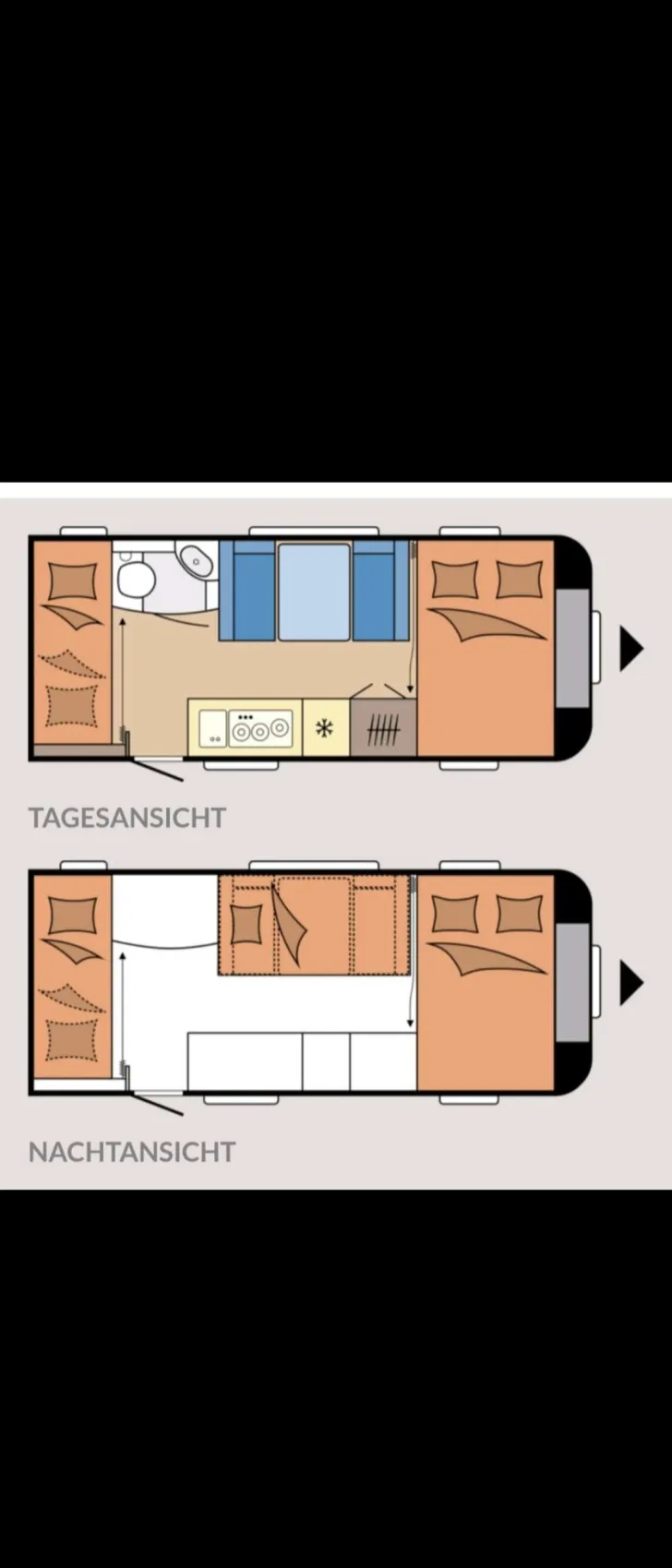 Grundriss Tag Hobby DE LUXE EDITION 490 KMF Mover + Dachklima