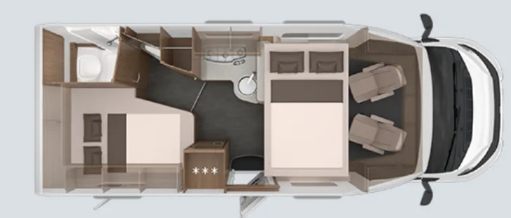 Grundriss Nacht Knaus L!VE WAVE 650 MF LIVE Premiumtür Rahmenfenster