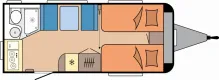 Grundriss Tag Hobby De Luxe 460 SL 1500kg/Bettverbreiterung/Tempo100/Einzelbetten