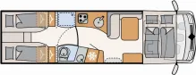 Grundriss Tag Dethleffs Globetrotter XL I 7850-2 EB